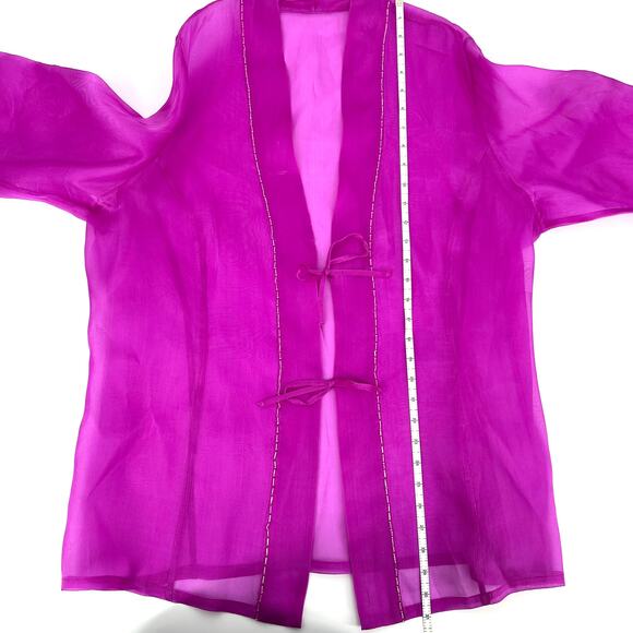 Vintage Carole Little Black Fuchsia Shell and Sheer Fuchsia ¾ Sleeve Jacket XL - Picture 12 of 14